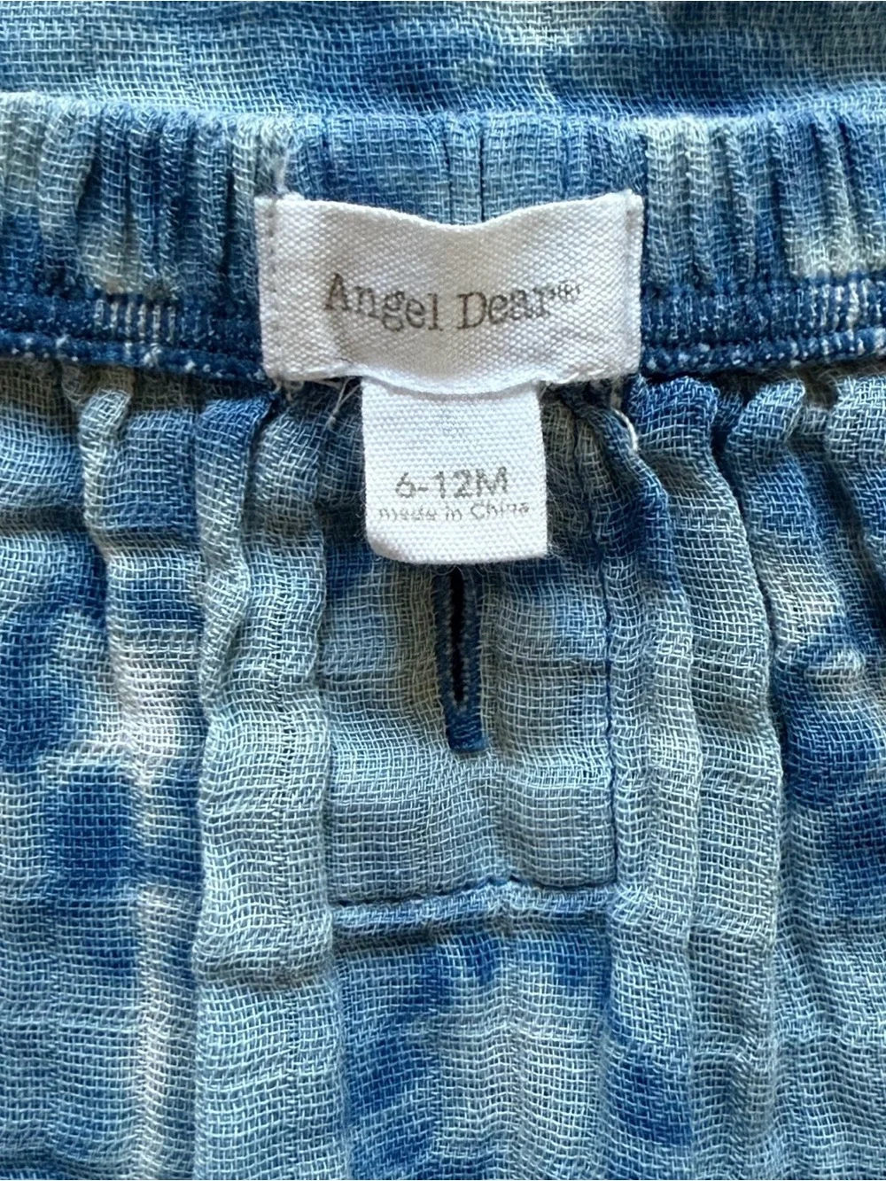 Angel Dear Baby Girl Blue Shibori Tie-Dye Muslin Tie Back Romper